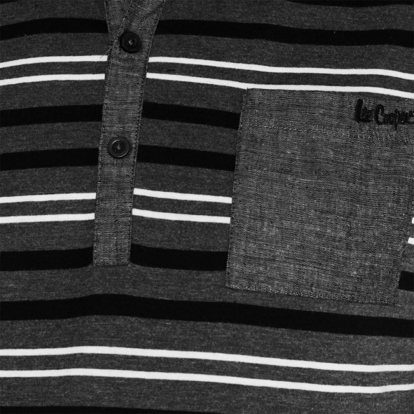 Lee Cooper Double Stripe pánské polo tričko Blk/Char/White
