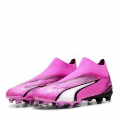 Puma Ultra Match Laceless Firm Ground Football Boots Pink/White/Blk