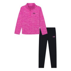 Under Armour Quarter Zip Sweater and Tracksuit Trouser Set Infants Black/Pink
