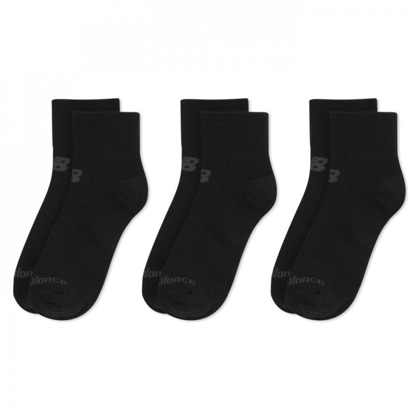 New Balance 3 Pack Ankle Socks Black