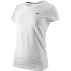 Nike Short Sleeve Crew Neck Solid T Shirt Ladies White/Black