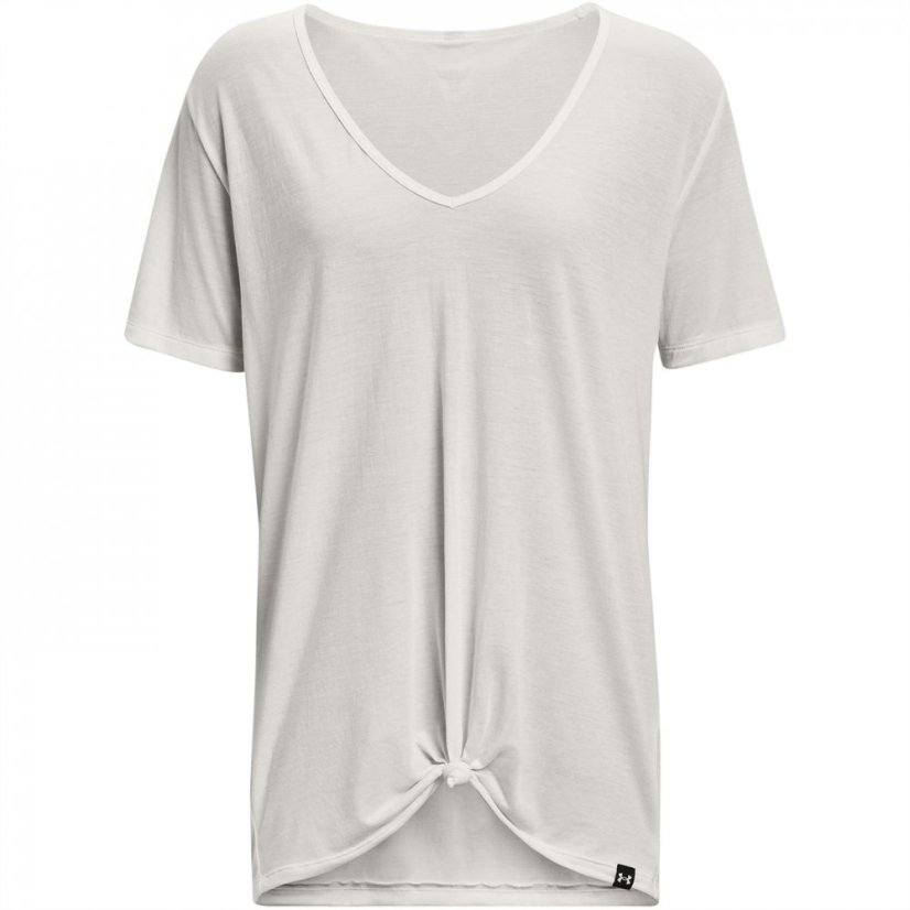 Under Armour Women's Deep V Short-Sleeve Performance Gym Top White