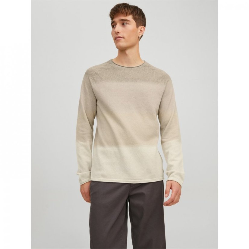 Jack and Jones Hill Crew Knit Sweatshirt Oatmeal Grad