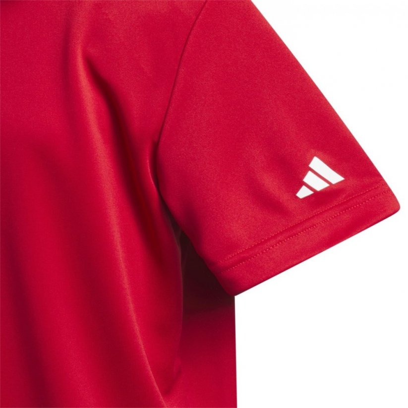 adidas 3 Stripe Polo Shirt Junior Boys Collegiate Red