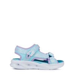 Skechers Double Strap Lighted Sandal W Glitt Flat Sandals Girls Light Blue