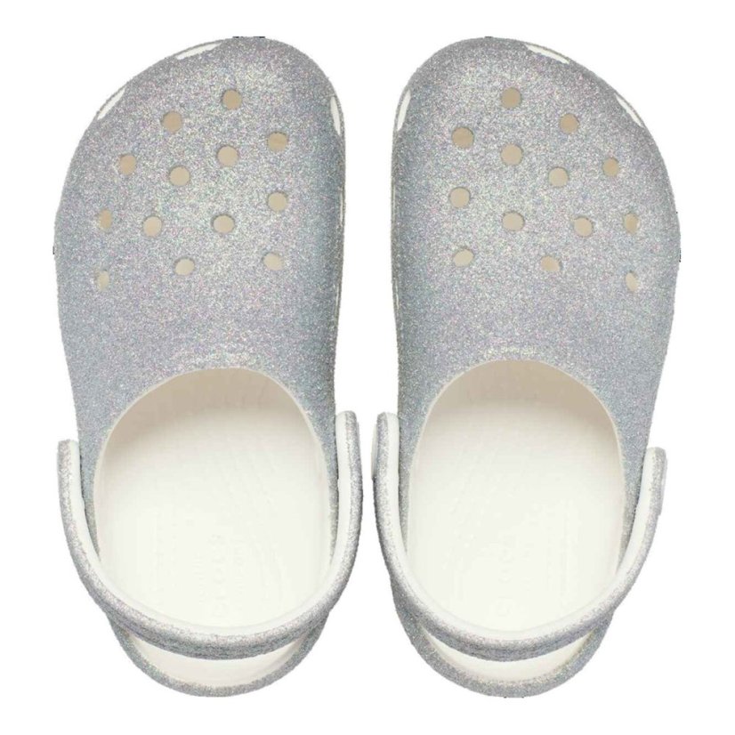 Crocs Unisex Kids' Classic Glitter Clogs White