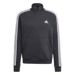 adidas 3 Stripe Zip Top Mens Black/White