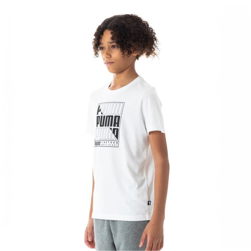 Puma Logo T-shirt Juniors White Graphic