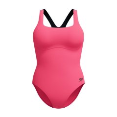 Speedo Women's Flex Band One Piece Swimsuit with Built-in Swim Bra Raspberry Fill