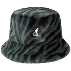KANGOL Faux Fur Bucket Hat Olive Zebra