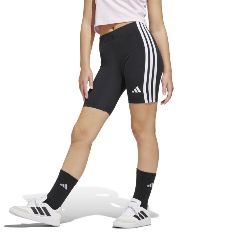adidas Essentials Girls 3-Stripes Shorts Kids Black/White