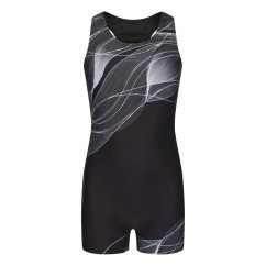 Slazenger LYCRA® XTRA LIFE™ Boyleg Swimming Suit Junior Girls Black/Grey