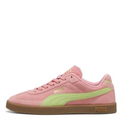 Puma Women's Club II Era Suede Low-Top Trainers Pink/Yellow