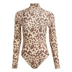 adidas Long Sleeved Animal Print Swimsuit Brown/White