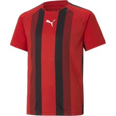 Puma Puma Teamliga Striped Jersey Jr T-Shirt Unisex Kids Red-Black-White