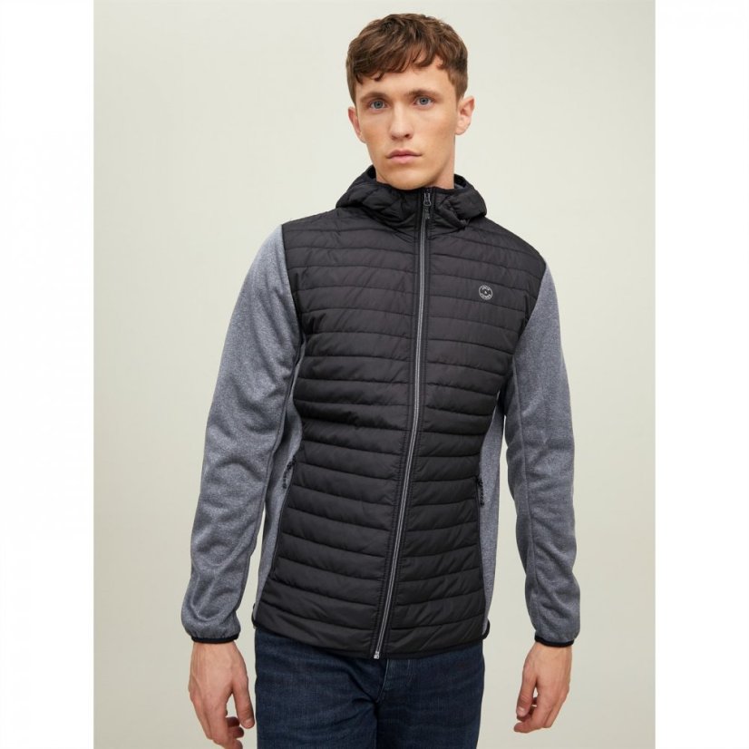 Jack and Jones Quilted Puffer Jacket Black/Grey