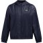 Under Armour Women's Rival Sport Water Resistant Wind Resistant Long Sleeve Hooded Oversized Fit Windbreaker Blue