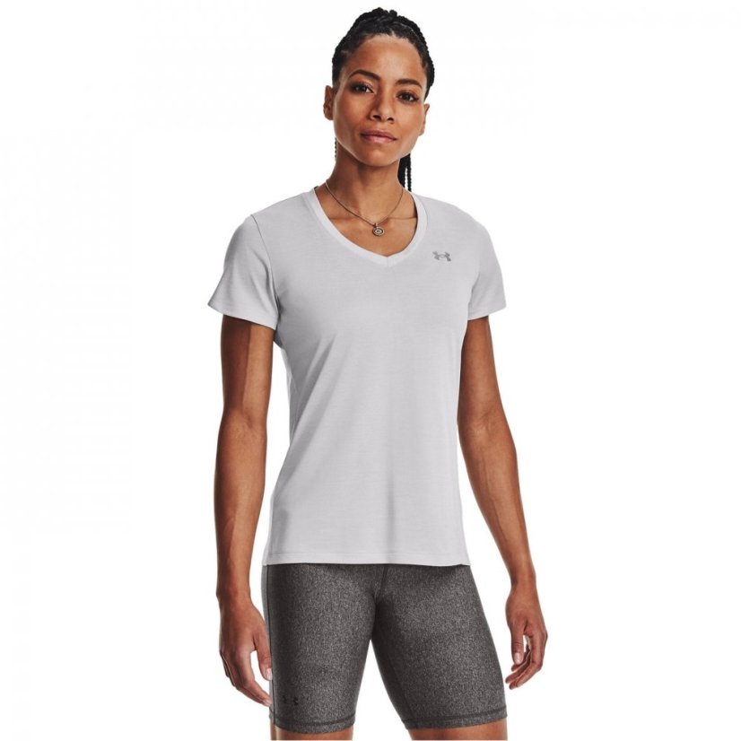 Under Armour Tech™ Twist V-Neck Short Sleeve Womens Halo Grey