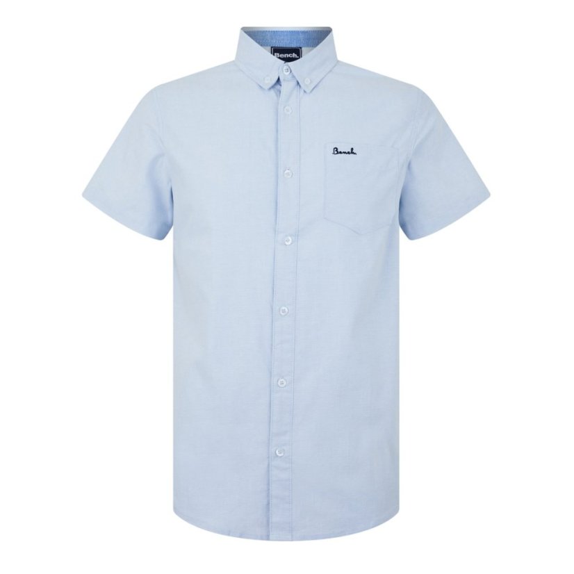 Bench Bowdon Short Sleeve Shirt Mens Light Blue