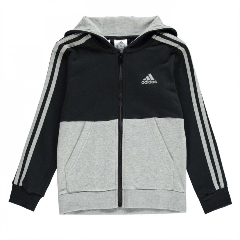 adidas 3S Fleece Tracksuit Black/Grey