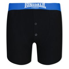 Lonsdale 2 Pack Boxer Shorts Junior Black/Brt Blue