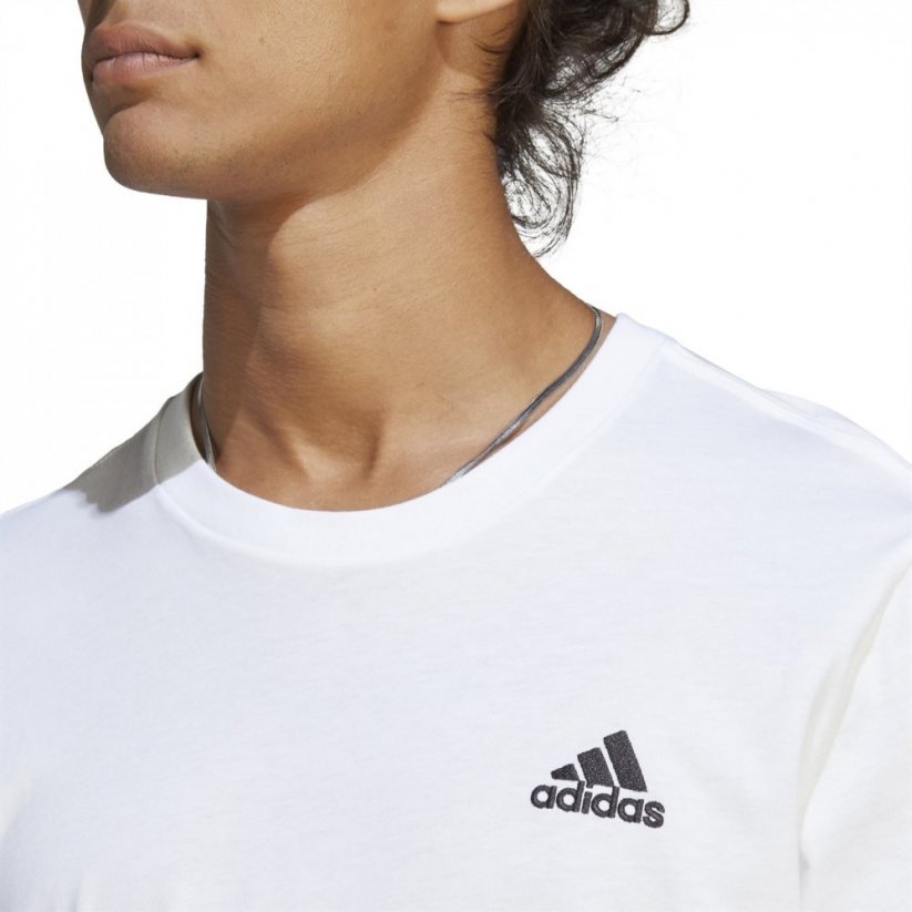 adidas Essentials Single Jersey Linear Embroidered Logo pánské tričko White/Black