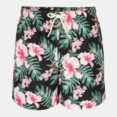 Hot Tuna Men's Above The Knee 2 Pockets Swim Shorts Blk/Pink Hib