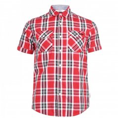 Lee Cooper Cooper Men's Smart Casual Check Shirt Red/White/Black
