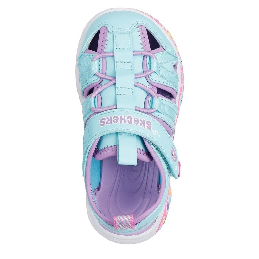 Skechers Close Toe Sandal W Bungee & Strap Flat Sandals Girls Turq/Lavender