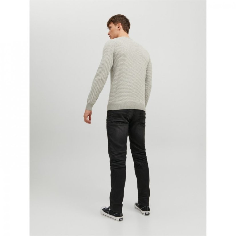 Jack and Jones Atlas Knitted Crew Neck Jumper Light Grey Mel