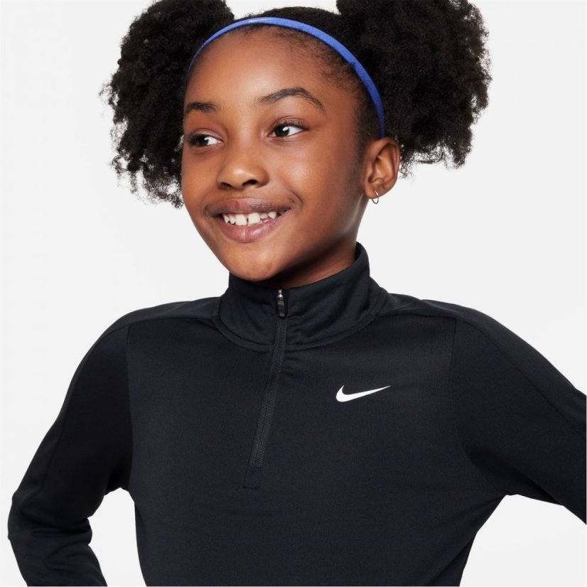 Nike Older Girls DRI-FIT Long Sleeve Half Zip Black