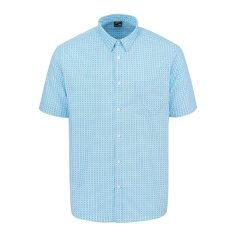 Fabric Classic Short Sleeve Poplin Shirt Mens Light Blue Geo