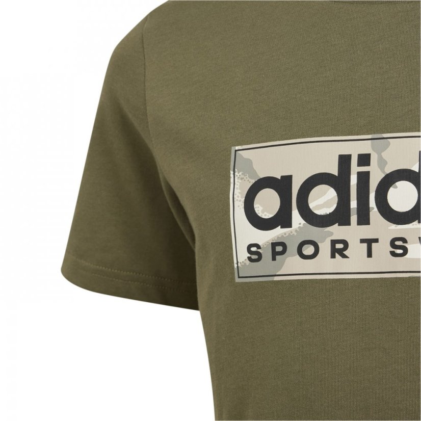 adidas Logo T Shirt Junior Olive Strata