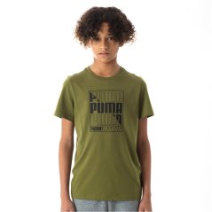 Puma Logo T-shirt Juniors Olive Graphic