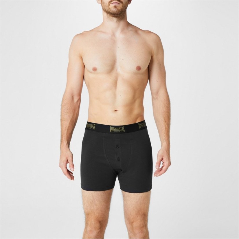 Lonsdale 2 Pack Boxer pánské šortky Black/Khaki