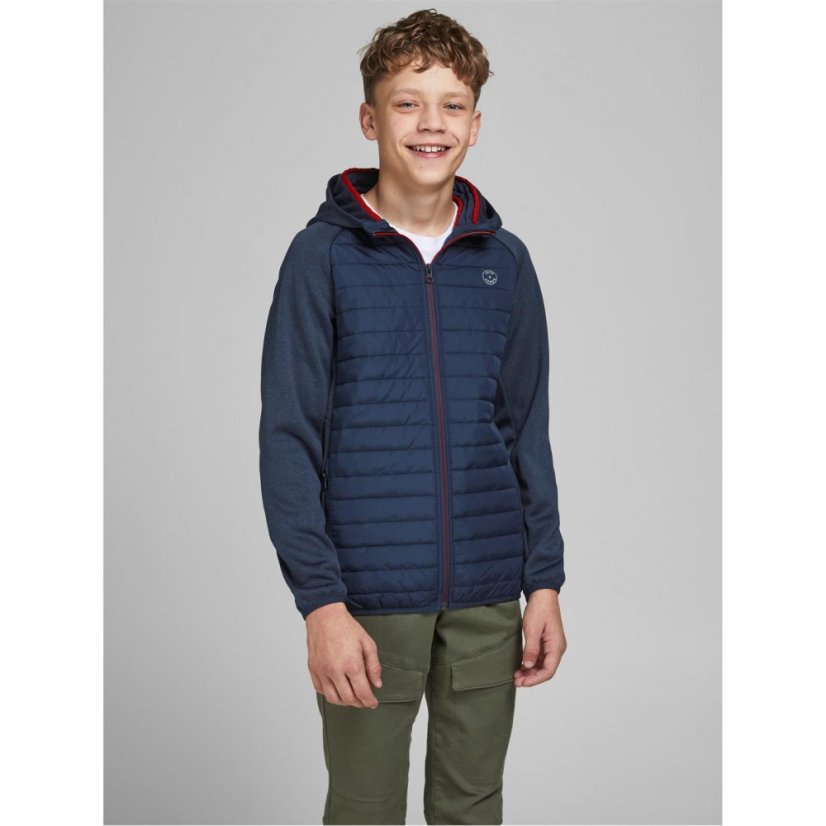 Jack and Jones Multi Quilted Hood Jacket Junior Navy Blazer