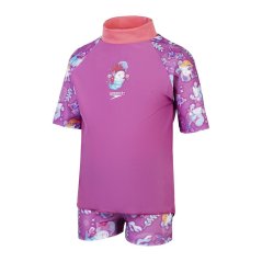Speedo Kids' Rash Top Set One Piece Swimsuit Pink/Pink