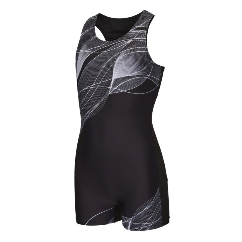 Slazenger LYCRA® XTRA LIFE™ Boyleg Swimming Suit Junior Girls Black/Grey