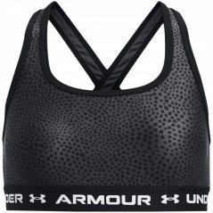 Under Armour Mid Crossback Printed Sports Bra Girls Black