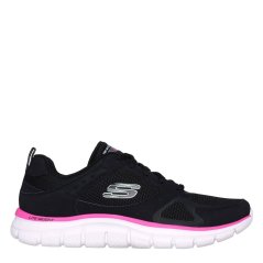 Skechers Women's Track Casual Low-Top Trainers Black/Pink