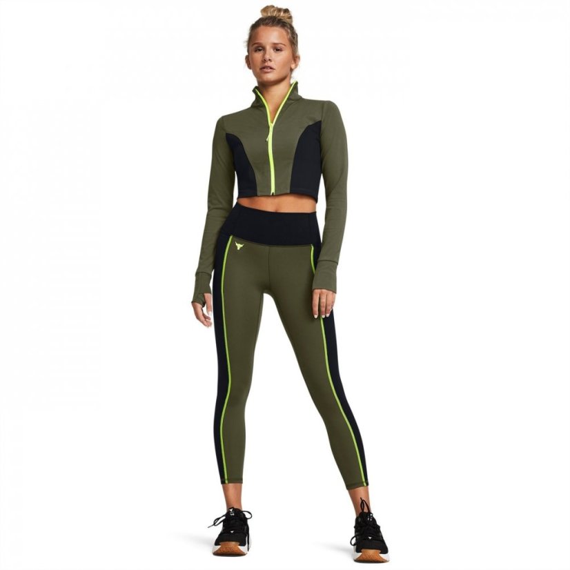 Under Armour Project Rock Cropped Gym Jacket Womens Green
