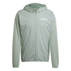 adidas Terrex Xperior Climawarm+ Wind Light Fleece Hooded Jacket Mens Silver Green