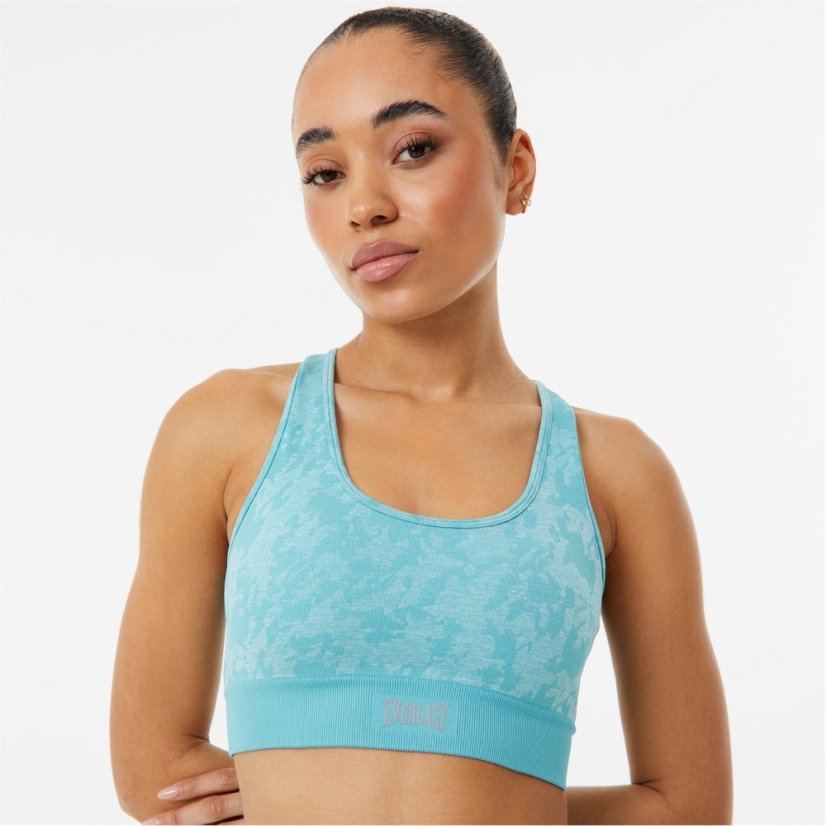 Everlast Seamless Cross Back Sports Bra Aqua Camo