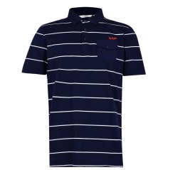 Lee Cooper Stripe Polo Mens Navy/White