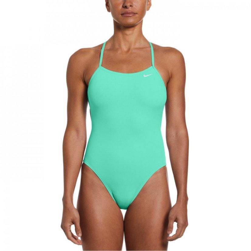 Nike Swim HydraStrong Lace-Up Tie-Back One-Piece Swimsuit Green Shock