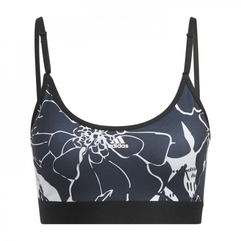 adidas Flower Print Low Impact Sports Bra Womens Grey