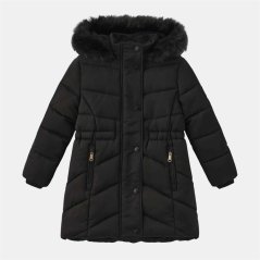 Firetrap Kids Faux Fur Trim Long Sleeve Short Puffer Jacket Black