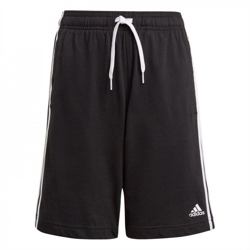 adidas Essentials 3 Stripe Jersey Short Juniors Black/White