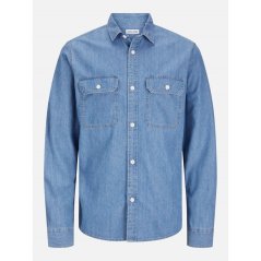 Jack and Jones Travis Shirt Mens Lt Blue Denim