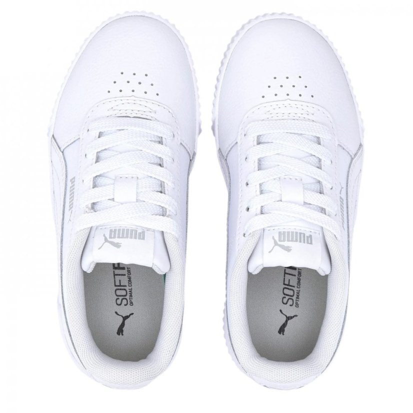Puma Carina Leather Trainers Junior Girls White veľkosť 2